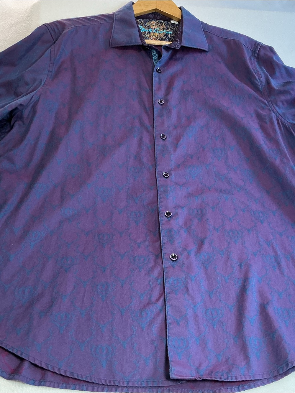 Robert Graham Classic Fit 2XL Men's Button Down Shirt Purple Antler Stag Motif - Picture 5 of 13